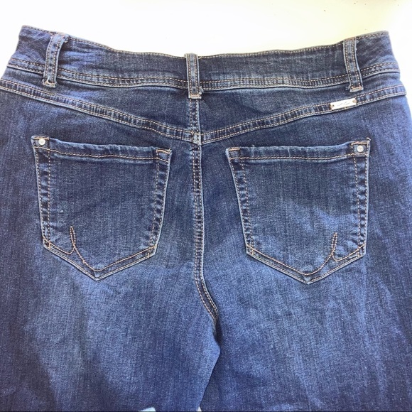 Inc Boyfriend Distress Crystal Crop Womens Jeans 10 Blue - Picture 9 of 12